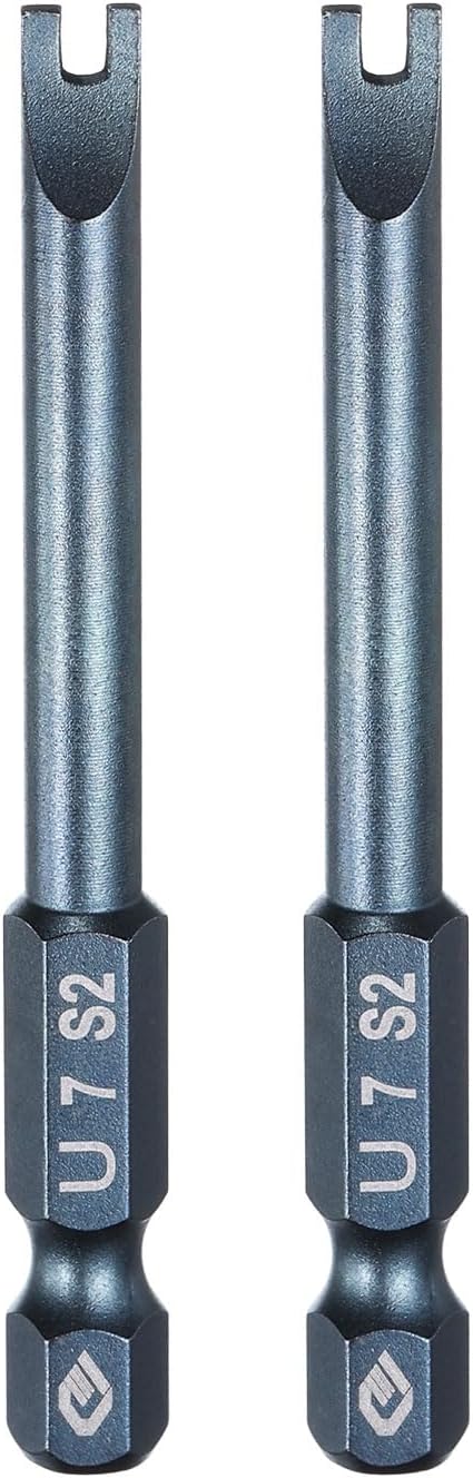 HARFINGTON 2pcs U-Type Screwdriver Bit 1/4" Hex Shank U7 Magnetic Head 2.6" Length S2 Steel U-Shaped Screw Driver Bit for Repair Work Electric Screwdriver, Blue