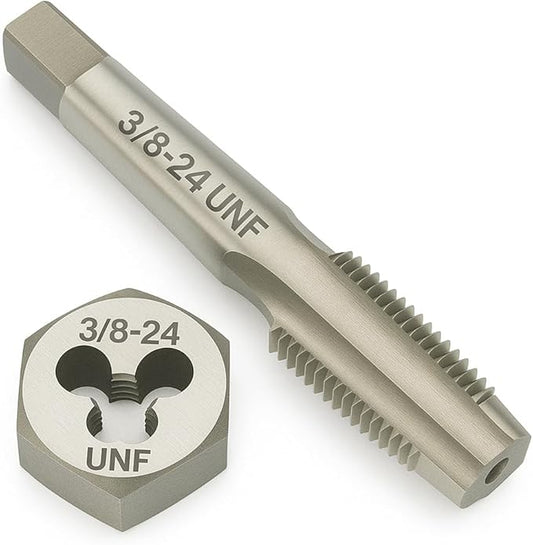 Yamesh 3/8"-24 Thread Tap and Die Set HSS Tap with GCr15 Alloy Steel Hex Die Right Hand Thread Repair Tool for Metalworking and Machinery