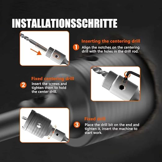 CATITO 11 Piece Set of Concrete Hole Saw (30mm 40mm 50mm 65mm),Concrete Hole Saw Kit for Concrete with SDS Plus Shank Connecting Rod and 5pcs dust Bag, Cement|Brick Stone|Wall.