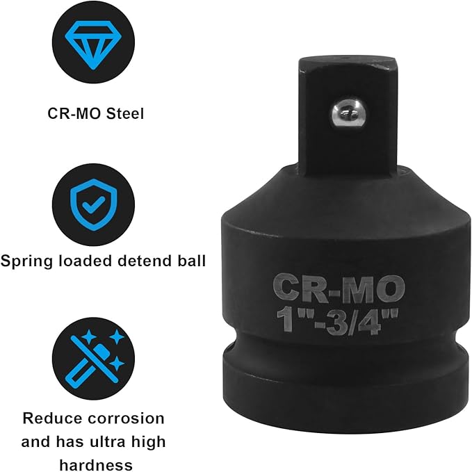 1" Female to 3/4" Male Impact Socket Adapter, Black Wrench Socket Adapter For Impact Driver