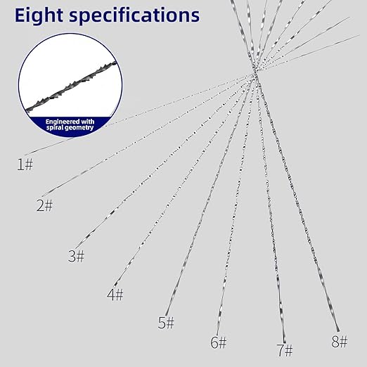 8 Piece Precision Spiral Jewelry Saw Blades Kit(#1 - #8),5" Spiral Scroll Saw Blades Pinless,Assorted Coping Saw Blades for Wood,Metal,Plastic Cutting,Jewelry Making,Woodworking,Crafts