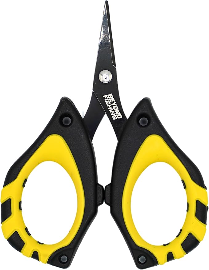 Beyond Fishing - 4.5??Fishing Scissors for Braided Line, Stainless Steel with Serrated Blades, Non Slip Grip, Large Finger Holes Fishing Line Cutter