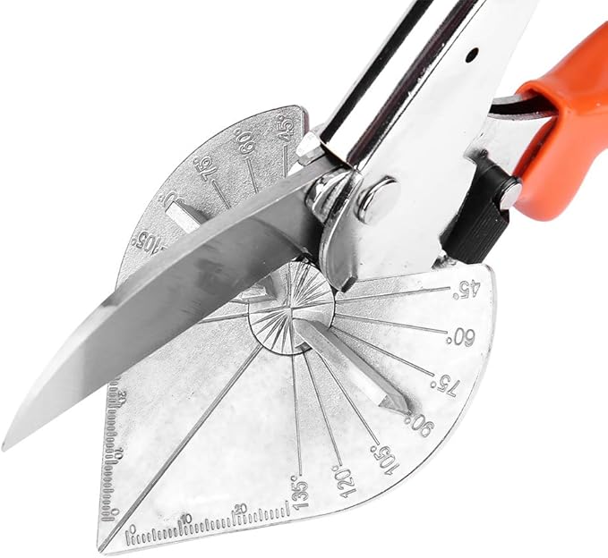 Adju Angle Scissors Shear with SK5 Blade Lock Buckle Design for Rubber Strip Cutting (Adju angle shears (orange handle))