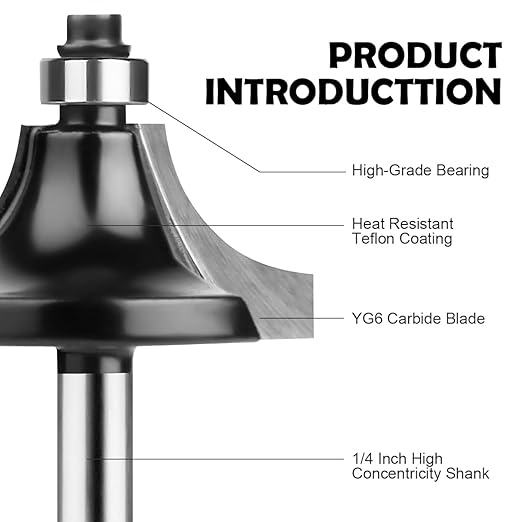 Router Bits 1/4 Inch Shank 12 Pieces, Tungsten Carbide 1/4" Router Bit Set, for Professional and Beginners Carpenter
