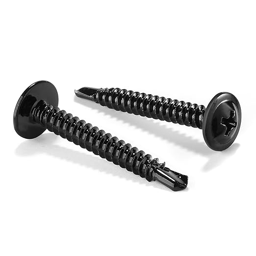 #10 x 1-1/4" Sheet Metal Screws 500PCS 410 Stainless Steel Truss Head Fast Self Tapping Screws Black Oxide by SG TZH