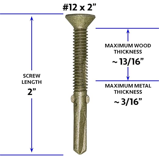 12x2#10 x 1-5/8" Reamer Tek Torx/Star Head Self-Drilling Wood to Metal Screws - for Flatbeds, Trailers - T-30 Torx Screw Head 1 Pound - 68 Screws