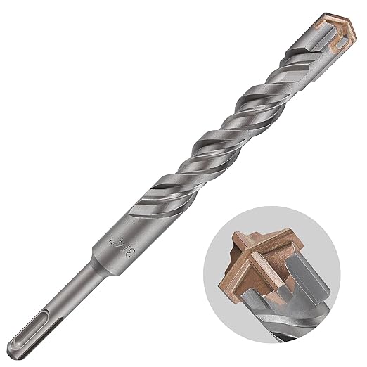 3pcs 3/4" X 8"-6" Cross-Type Double Thread Carbide Drill Bits for Concrete, Brick, Stone, Hammer Drill Bits