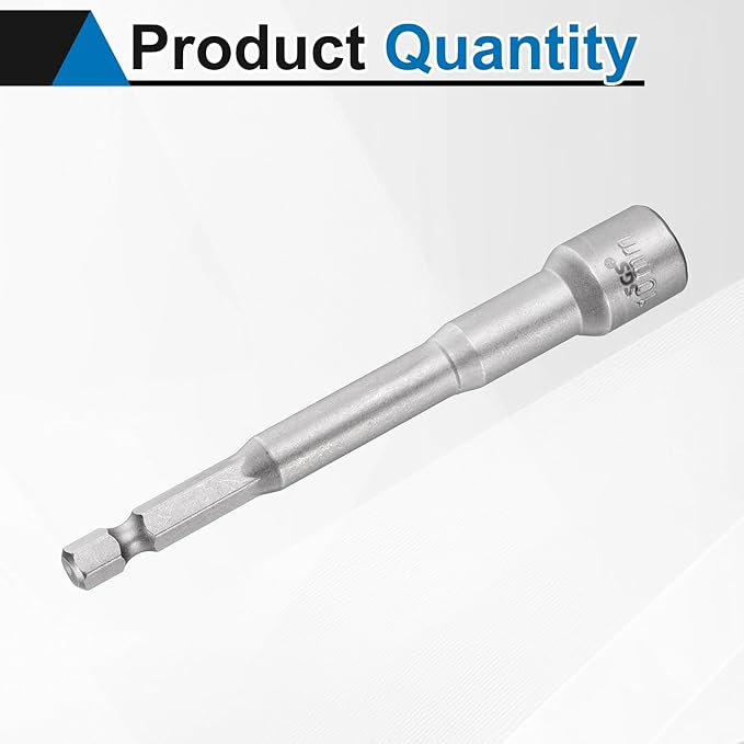HARFINGTON Nut Driver Drill Bit 10mm Metric Socket 1/4" Hex Shank 3.94" (100mm) Long Magnetic 6-Point Sockets Quick Change CR-V Steel Bolt Setters for Power Drill Drivers