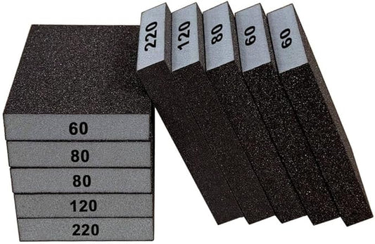 Fine Sanding Block Sandpaper Sponge - 10Pcs Mixed Grit Sand Paper Blocks Assortment Set (60/80/120/220) for Wood, Metal, and Drywall