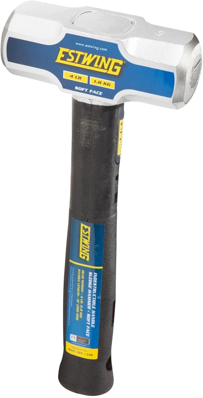 Estwing 4 lb Soft Face Sledge Hammer - 12" Indestructible Handle, Shock-Absorbing Grip, Overstrike Resistant