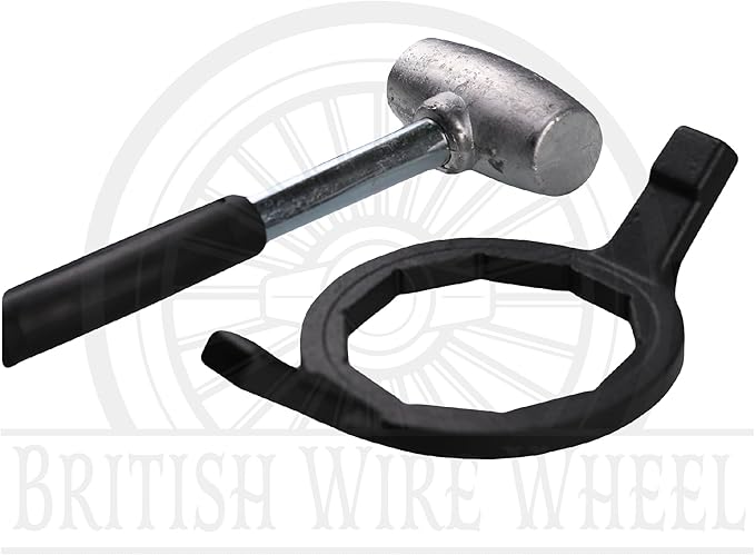4lb Lead Hammer and 10-sided Bullet Wrench Set - Dead Blow Lead Hammer + Bullet/Diamond Wrench are Essential Tools for Lowriders with Bullet Knock-Off Spinner Cap Fitted Wire Wheels