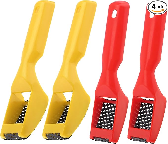 4pcs Surform Shaver Handy Hand Filing Razor Hand Tools Second-Cut Tooth Mill File Hand Plane Mini File Hand File, Red & Yellow