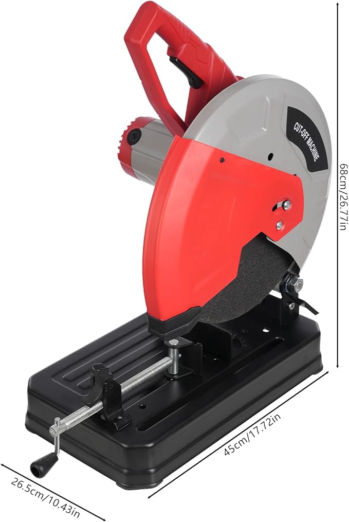 14in Blade Cutting Machine All-aluminum Cut Off Saw 0-45째Adjustable Cutting Saw, 2800W 3900RPM Chop Saw for Cutting Metal Wood Steel Iron Pvc Plastic Aluminum