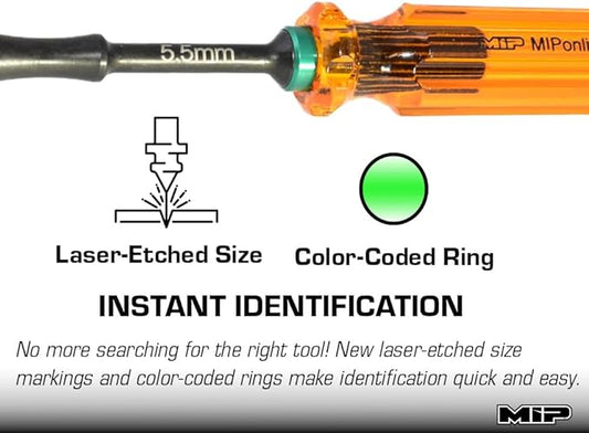 MIP 9803 5.5mm Metric Hex Nut Driver RC Tool ??Precision Grip Hex Screwdriver with Deep Socket for RC Car Repair, Made 100% in USA