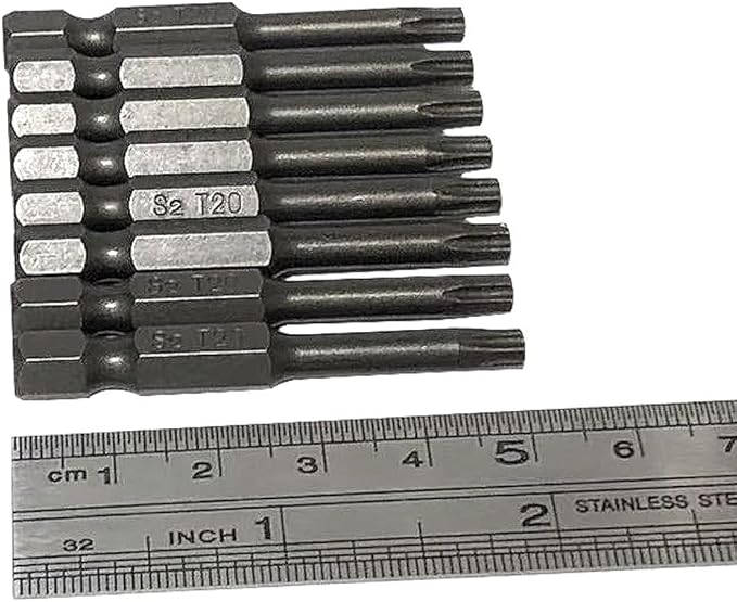 aiyun 12-Piece T20 Security Bits, 2 Inch long S2 Steel Magnetic Security Screwdriver Set, 6 Point Star Driver Bit Set Screwdriver (50mm T20)