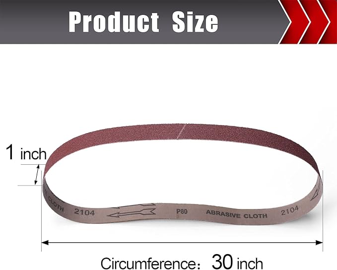 (12PCS) BOSHCRAFT 1횞30 Inch Sanding Belt, Sanding Paper 60/80/120/180/240/400 Grits Assortment Aluminum Oxide Sanding Belts for Belt Sander Premium Knife Sharpening Woodworking Metal Polishing