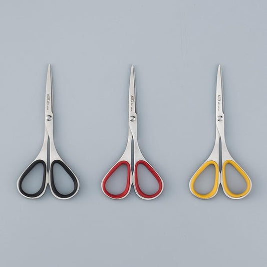 ALLEX Mini Skinny Scissors for Office 3.9", All Purpose Slim & Thin Low Profile Scissors, Made in JAPAN, All Metal Sharp Japanese Stainless Steel Blade with Non-Slip Soft Ring, Red
