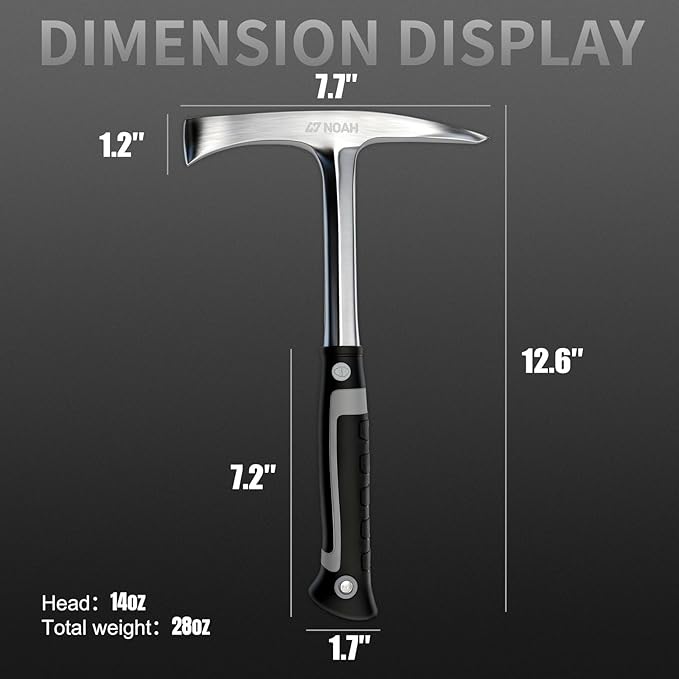 N NOAH Welding Chipping Hammer, 28oz, #45 Carbon Steel with Shock Reduction Grip, Professional Slag Removal Tool for Welders, Welder Hammer, Welding Hammer, Welder Chipping Hammer