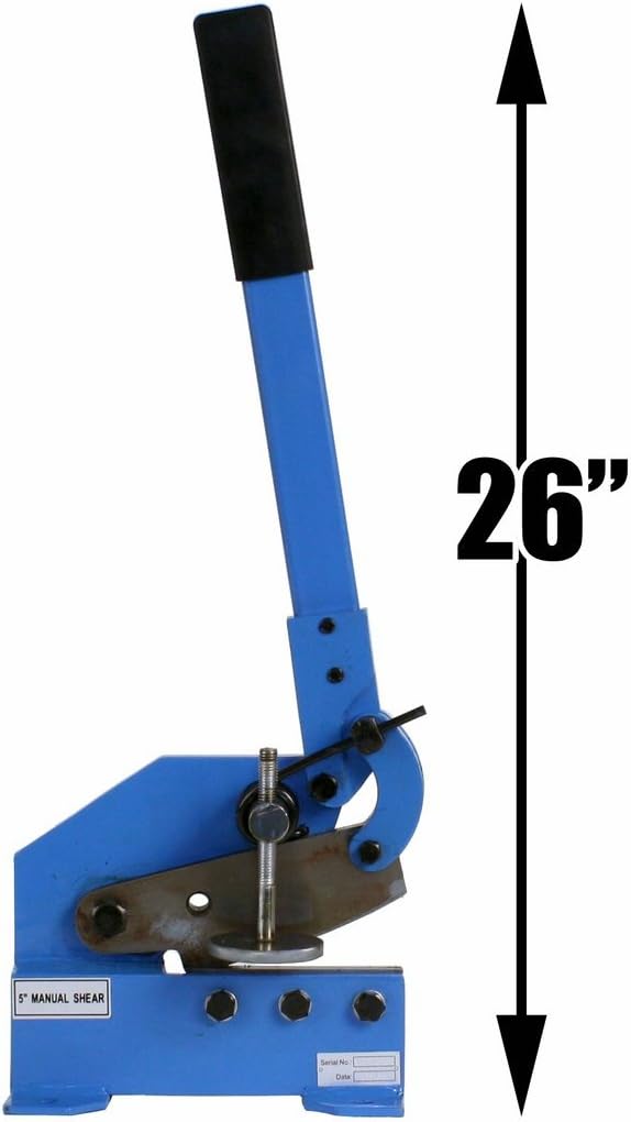 Erie Tools 5" Benchtop Manual Plate Shear ??Cuts Sheet Metal, Rebar, Carbon Steel, Round Stock ??Heavy-Duty Hand Plate Cutter