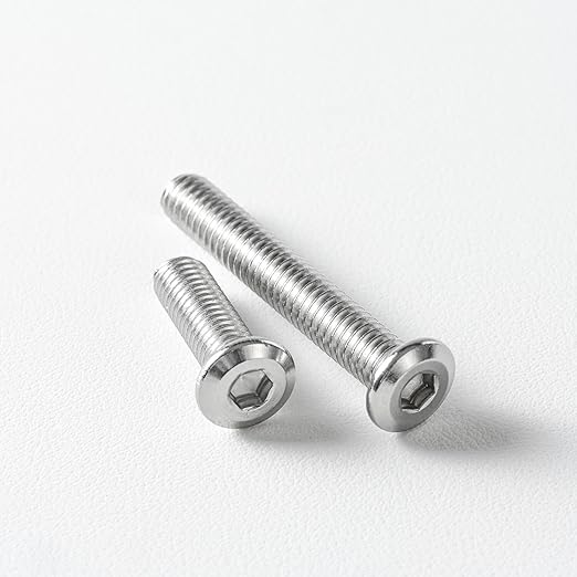 M8 x 55mm (10 Pack) Metric Flat Head Hex Socket Cap Screws Bolts, 304 Stainless Steel 18-8, Hex Drive, Bright Finish, Fully Machine Thread