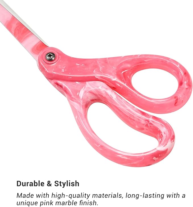 LIVINGO All Purpose Scissors - 8??Sharp Heavy Duty Fabric and Paper Shears with Gradient Pink Color Coating Stainless Steel Blade and Comfort Smooth Grip for Office Home Arts, Crafts