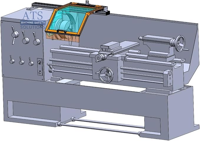 18" Wide Hinged Interlocked Lathe Guard. Fits machines with up to 12" Chuck Diameters. Interlocked Model. Part # LG-TR3-18-SK1 by ATS MACHINE SAFETY SOLUTIONS