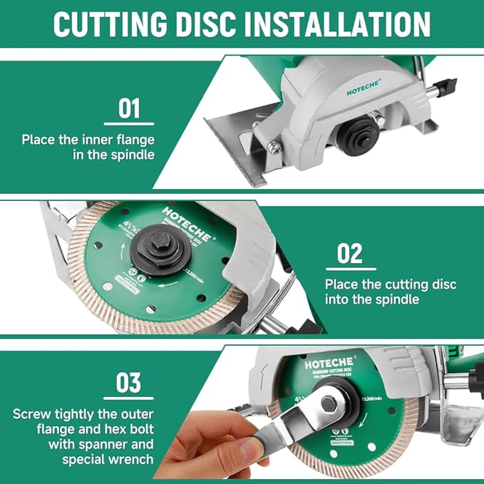 Hoteche 4-3/8-Inch Dry/Wet Masonry&Tile Saw 1400W Electric Cutter with Diamond Blade(Turbo Type) for Stone, Ceramic and Marble Cutting