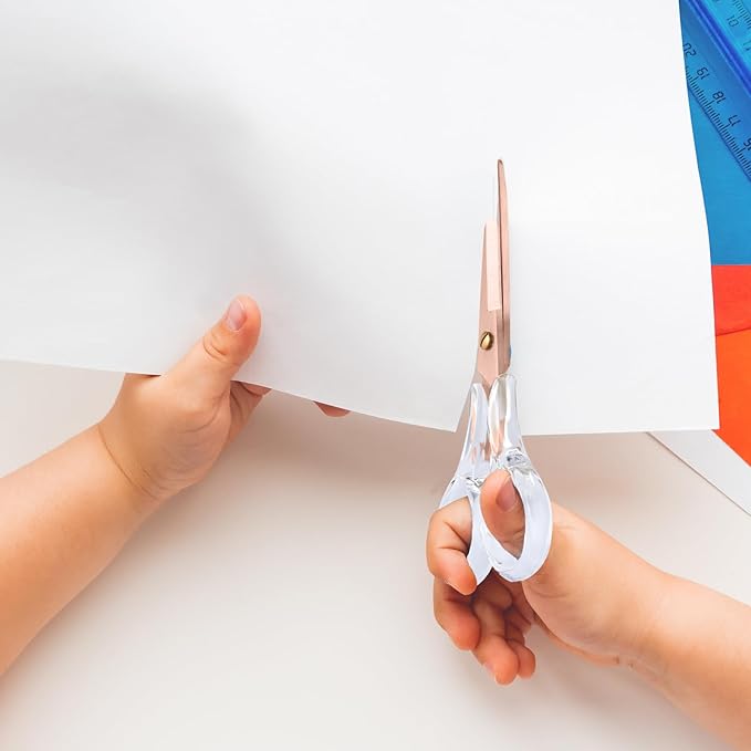 Honagu Premium Acrylic Handle Scissors -Stainless Steel Blades, Precision Cutting, Ergonomic Design, Ideal for Home, Office, and Craft Use - 2 Pack (Rose Gold)