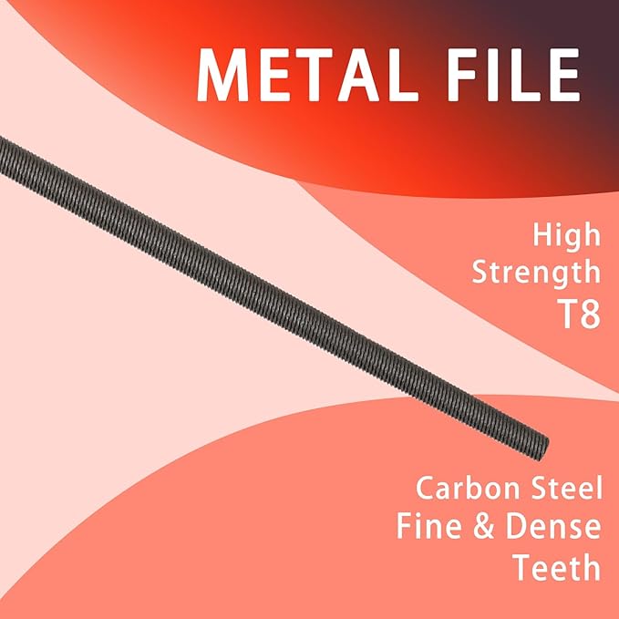 8 Inch Round Hand File with High Carbon Hardened Steel, Ergonomic Grip, Plastic Non-Slip Handle, Ideal for Metal, Wood, Plastic & DIY Projects
