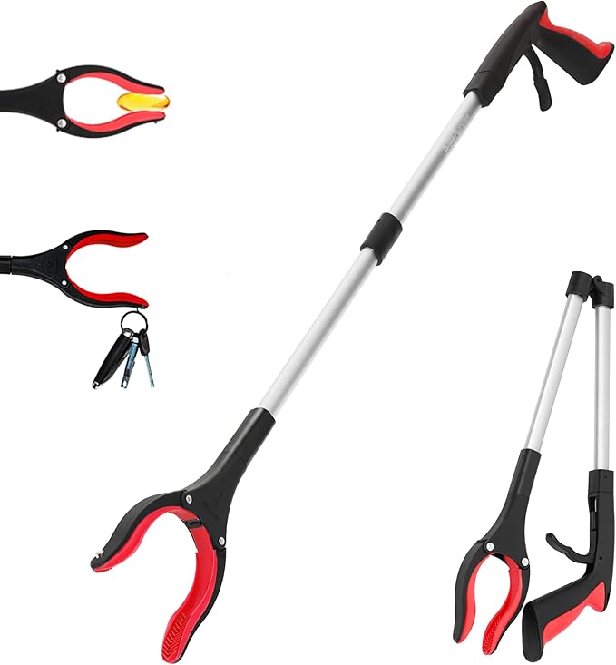 Grabber Reacher Tool - 32??Reacher Grabber Tool with Strong Magnetic and Swivel Head - Heavy Duty Pick Up Stick Grabbers for Seniors, Trash, Surgery Recovery Must Haves Gifts(Red)