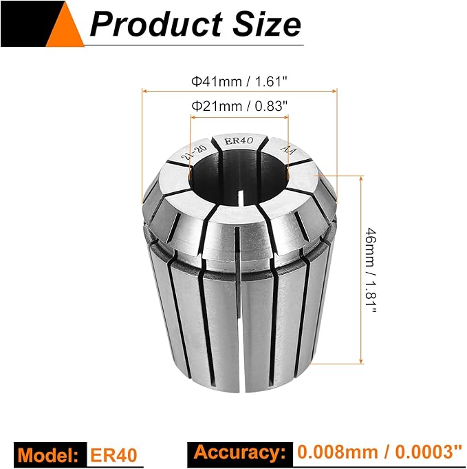 HARFINGTON Spring Collet Chuck ER40 21mm 65Mn Spring Steel Precision Router Collets for CNC Engraving Milling Lathe Tool