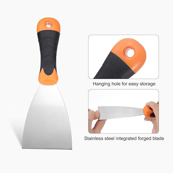 uxcell Putty Knife 3" Stainless Steel Paint Scraper Flexible Drywall Repair Mud Knives for Removing Cement Wallpaper Mud Adhesive Taping