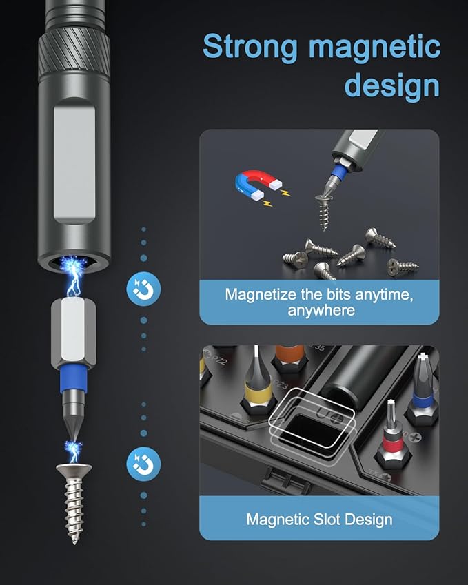 Magnetic Screwdriver Set 34 in 1, New DIY Ratchet Screwdriver Set with 32 PCS Bits, T Handle, Storage Case, Portable Repair Tool Kit for Men Furniture, Electronics, Computer, Bicycle