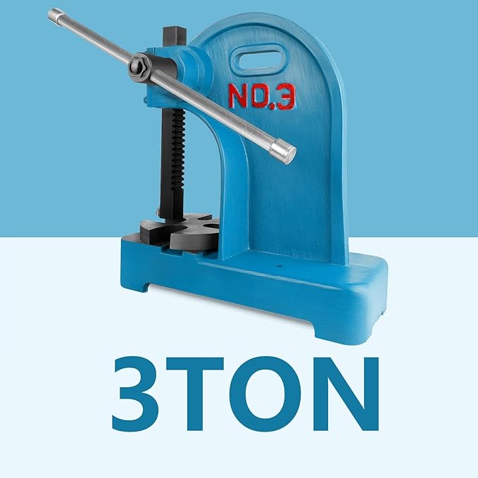12-inch Maximum Height Press,3-ton Heavy-Duty Manual Arbor Press, Heavy-Duty Metal Punch for Rivet Punching, benchtop Arbor Press for Stamping, Bending, and Drawing竊똋eather Rivet Press(3 Ton)