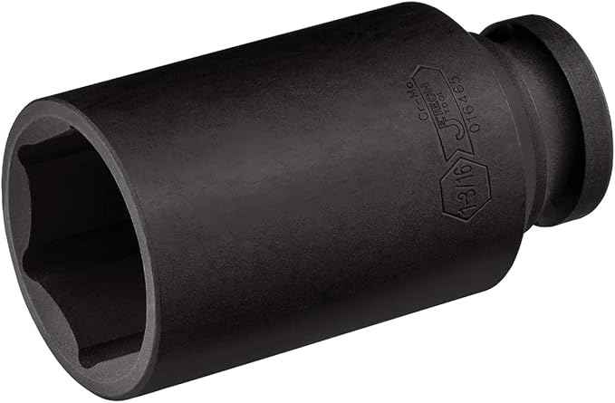 Jetech 1/2 Inch Drive 1-3/16 Inch Deep Impact Socket, Made with Heat-Treated Chrome Molybdenum Alloy Steel, 6-Point Design, SAE