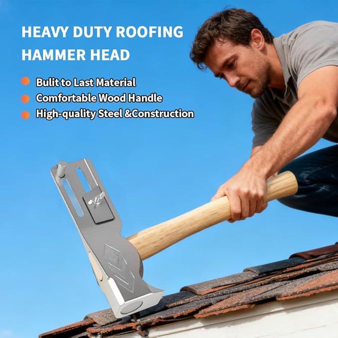 Coma 2025 New Magnetic Roofing Hammer, Ergonomic Magnet Roofing Hatchet, Built-in Utility Knife and Nail Claw,For Quickly Installing Nails And Removing Tiles, A Magical Roof Repair Tool