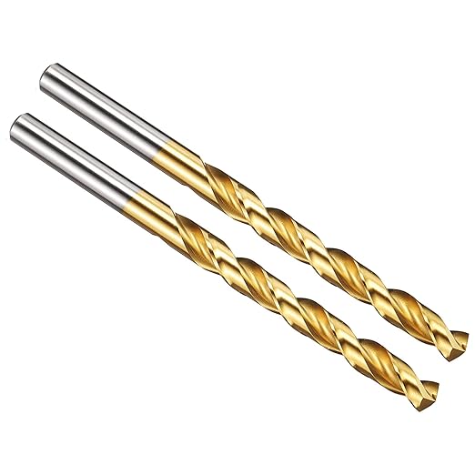 PATIKIL 6.4mm Drill Bit, M42 8% Cobalt High-Speed Steel Jobber Straight Shank 135° Titanium Nitride (TiN) Coated for Hard Metal Stainless Steel - 2 Pack