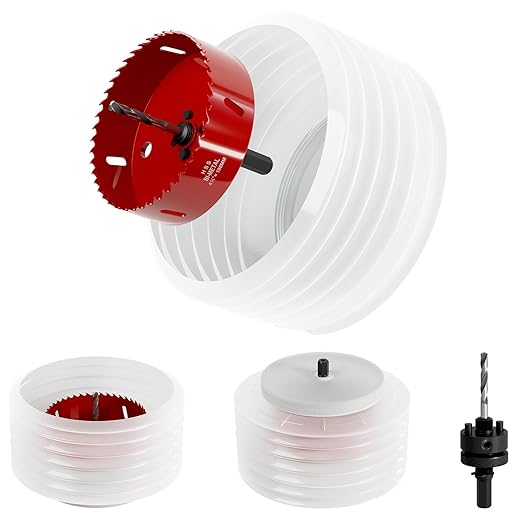 4-1/4" (108mm) Bi-Metal M42 High Speed Steel Hole Saw with Dust Bowl and Pilot Drill Bit, Smooth Cutting Edge for PVC, Drywall, Wood, Plastic, Gypsum Board, Rubber, Thin Metal