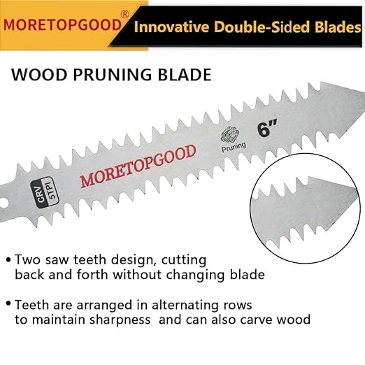 Double-Sided Reciprocating Saw Blade,6 Inch Wood Pruning Japanese Teeth Saw Blades for Cutting Bamboo/Tree Branches/Limb/Roots/Shrubs/Brush/Stumps (5TPI/5 Pack)