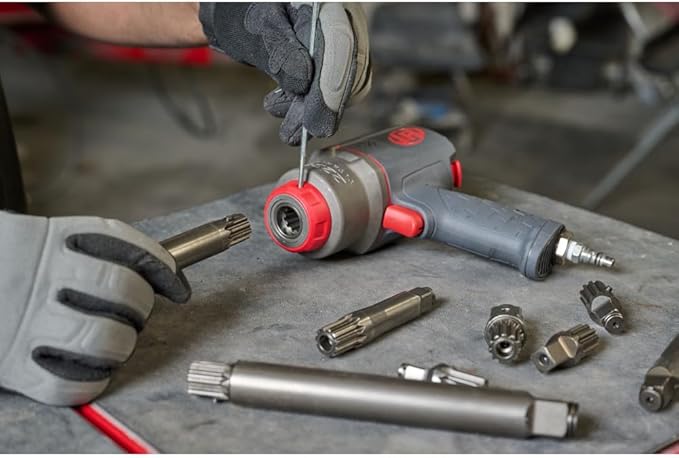 Ingersoll Rand 2236QTIMAX-2 DXS2 1/2" Air Impact Wrench, 2" Extended Anvil, Quiet, 1500 ft-lb Torque, Titanium Hammercase, Friction Ring Retainer, Pistol, Interchangeable Anvil, Multi-functional Tool