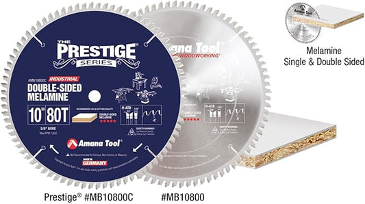 Amana Tool MB10800C Carbide Tipped Double-Face Melamine 10 Inch D x 80T H-ATB, -6 Deg, 5/8 Bore Circular Saw Blade