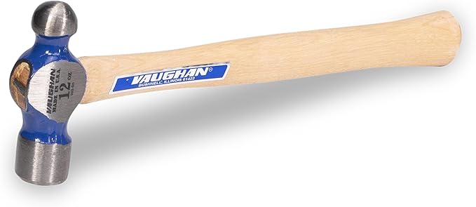 VAUGHAN Ball Pein Hammer, 12 oz, Hickory handle, American high carbon steel, TC2012, VN15430
