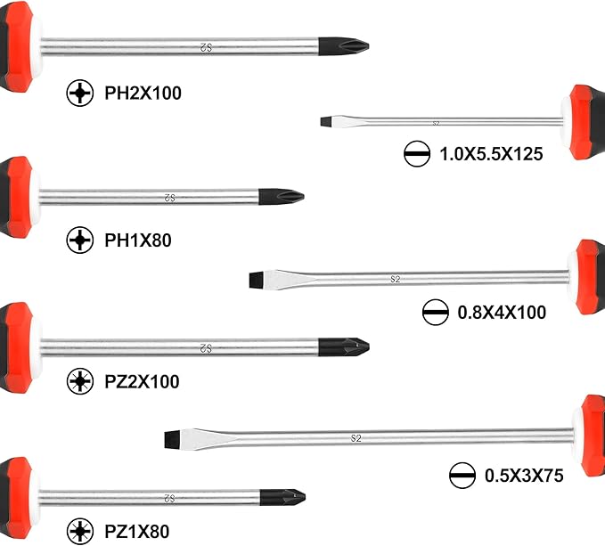 HAUTMEC 7PCS Pro Magnetic Screwdriver Set With Forged S2 Shanks, Magnetic Tips Screw Driver Set and Tri-Material Cushion Grip for Automotive Repair and Site Renovation