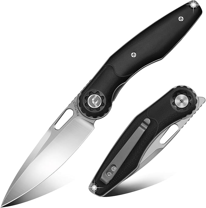 FINTISO Pocket Knife 3" Folding Knife 9Cr18MoV Blade, G10 Handle Design with Pocket Clip for Men Women, Small EDC Knife for Camping, Hunting, Hiking, Survival and Outdoor Activities, ROOK Series