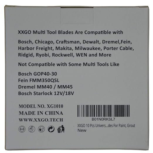 XXGO 10 Pcs Universal 2 Inch Stainless Steel Oscillating Multi Tool Rigid Scraper Blades for Paint, Grout Removal XG1010