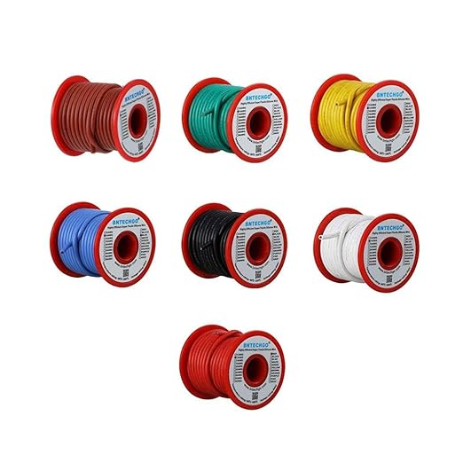 BNTECHGO 14 Gauge Silicone Wire Kit 7 Color Each 25 ft Flexible 14 AWG Stranded Tinned Copper Wire