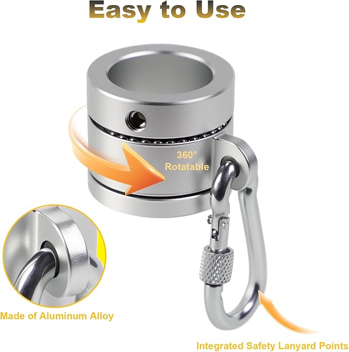 Sleever Bar Lock Collar 7/8, Sleever Bar Lock Collar with Tethering Attachment Point for Tool Lanyard, Compatible 7/8 Bar (Sliver)