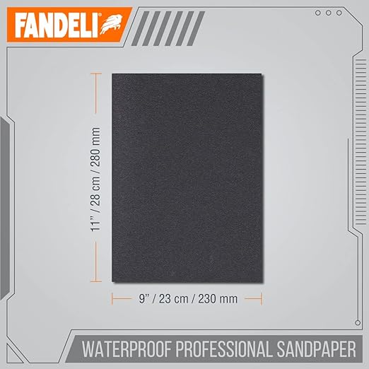 Fandeli | Waterproof Sandpaper | for Car Polishing, Wooden Furniture Sanding and Metal Sanding | Water Resistant (Assorted Grits (220, 320, 400)