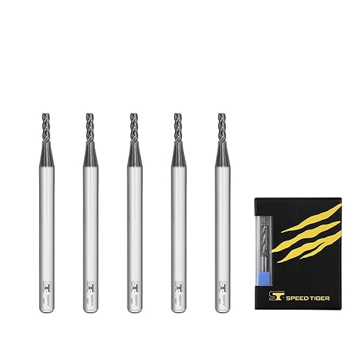 SPEED TIGER Micrograin Carbide Square End Mill - 4 Flute - ISE5/64 4T (5 Pieces, 5/64") - for Milling Alloy Steels, Hardened Steel, Metal & More ??Mill Bits Sets for DIYers & Professionals