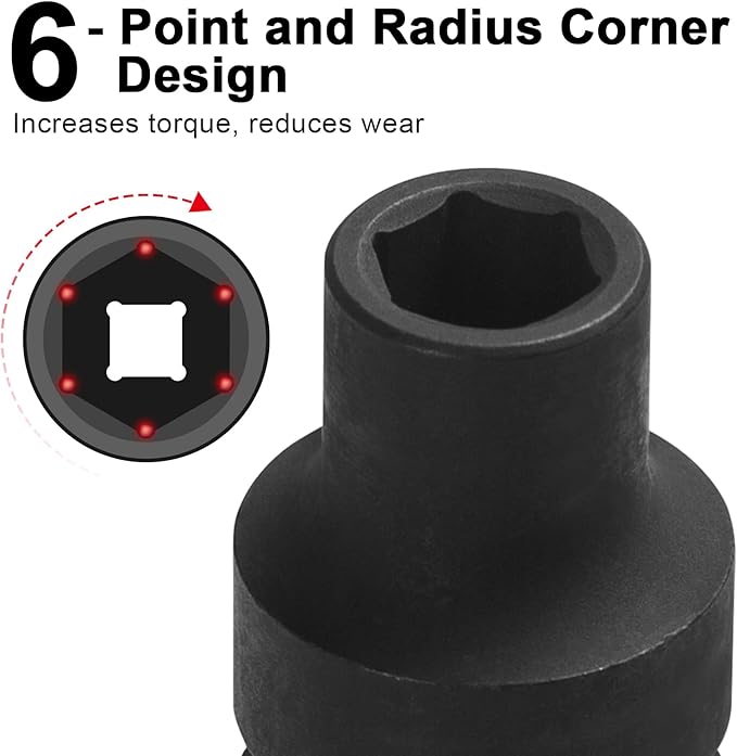 JETECH 1/2 Inch Drive 10mm Standard Impact Socket, Chrome Molybdenum Alloy Steel, 6-Point Design, Metric